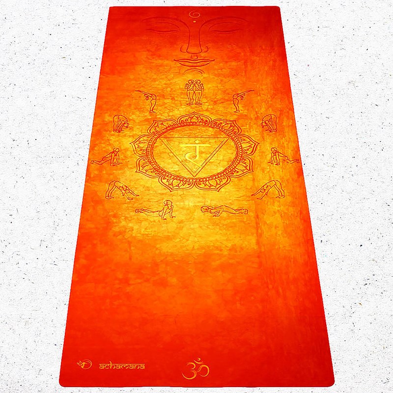 Tapis de yoga de voyage liège et caoutchouc naturel Fleur de lotus Or -  Achamana