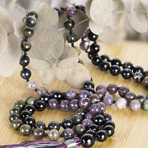 Collier mala yoga méditation tourmaline