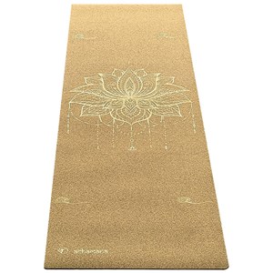 Tapis yoga voyage liège fleur lotus or
