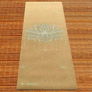 Tapis yoga voyage liège fleur lotus or