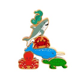 Lot de 6 figurines en bois monde marin