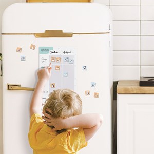 Tableau magnétique tâches ménagères – organiser la maison en famille, bleu et Orange
