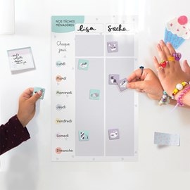 Tableau magnétique tâches ménagères – organiser la maison en famille, vert et