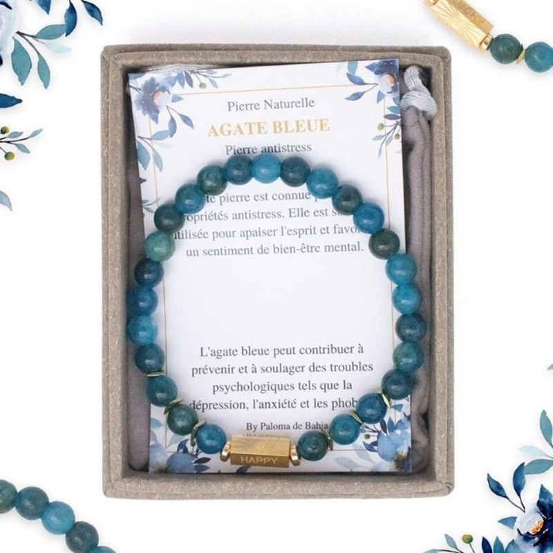 Paloma de Bahia - Bracelet agate bleue caixa