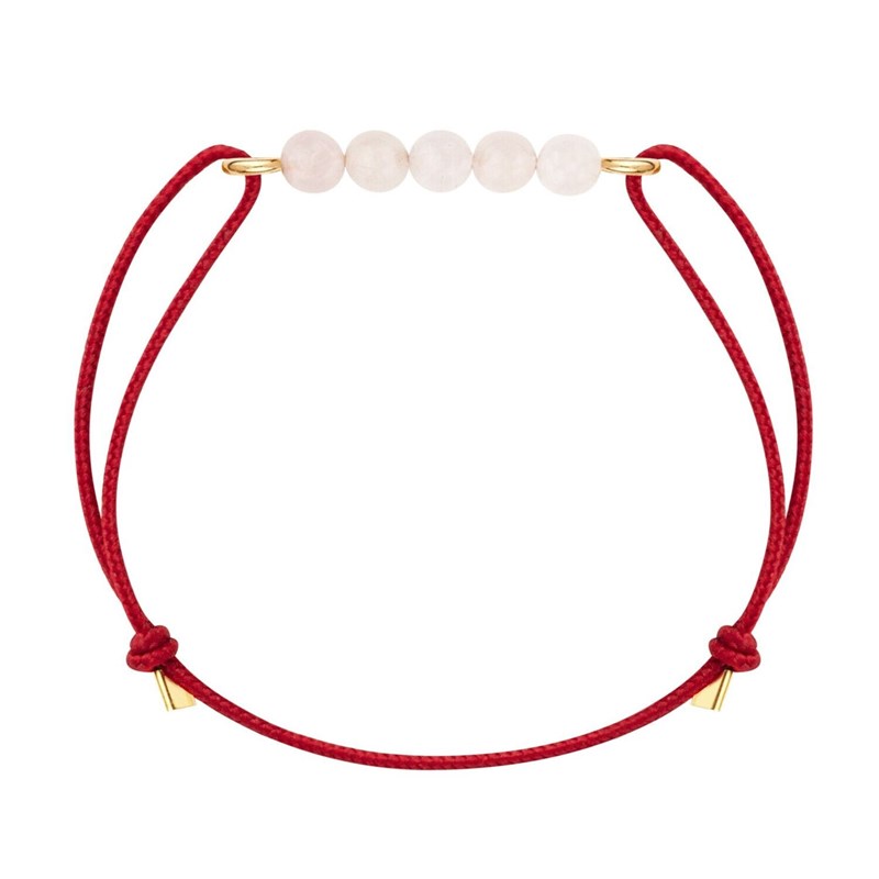 Maison Mutel - Bracelet quartz rose & cordon rouge