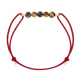Bracelet œil de tigre & cordon rouge