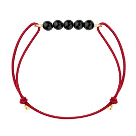 Bracelet tourmaline noire & cordon rouge