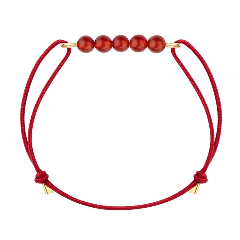 Bracelet cornaline & cordon rouge
