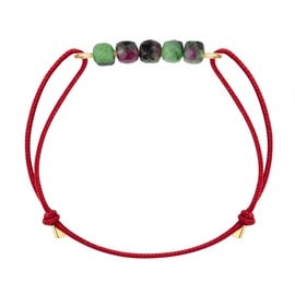 Bracelet rubis zoïsite & cordon rouge