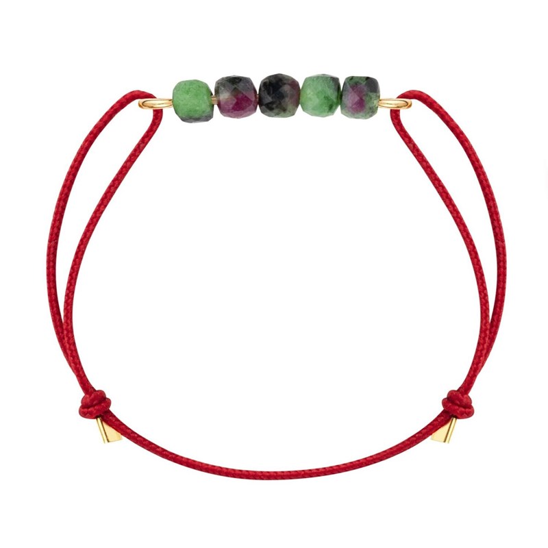Bracelet rubis zoïsite & cordon rouge