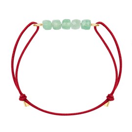 Bracelet aventurine & cordon rouge