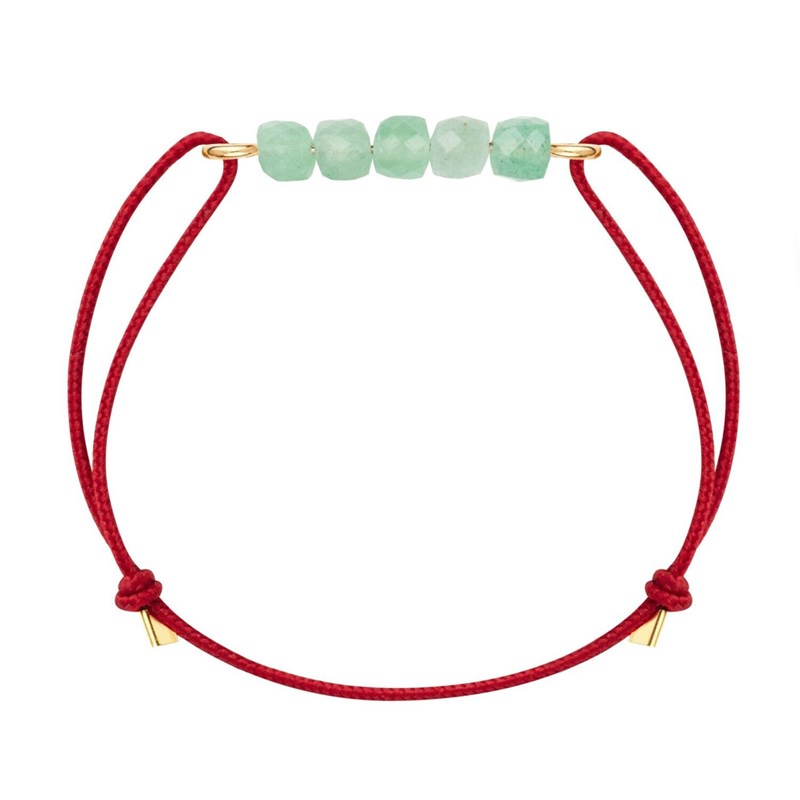 Bracelet aventurine & cordon rouge