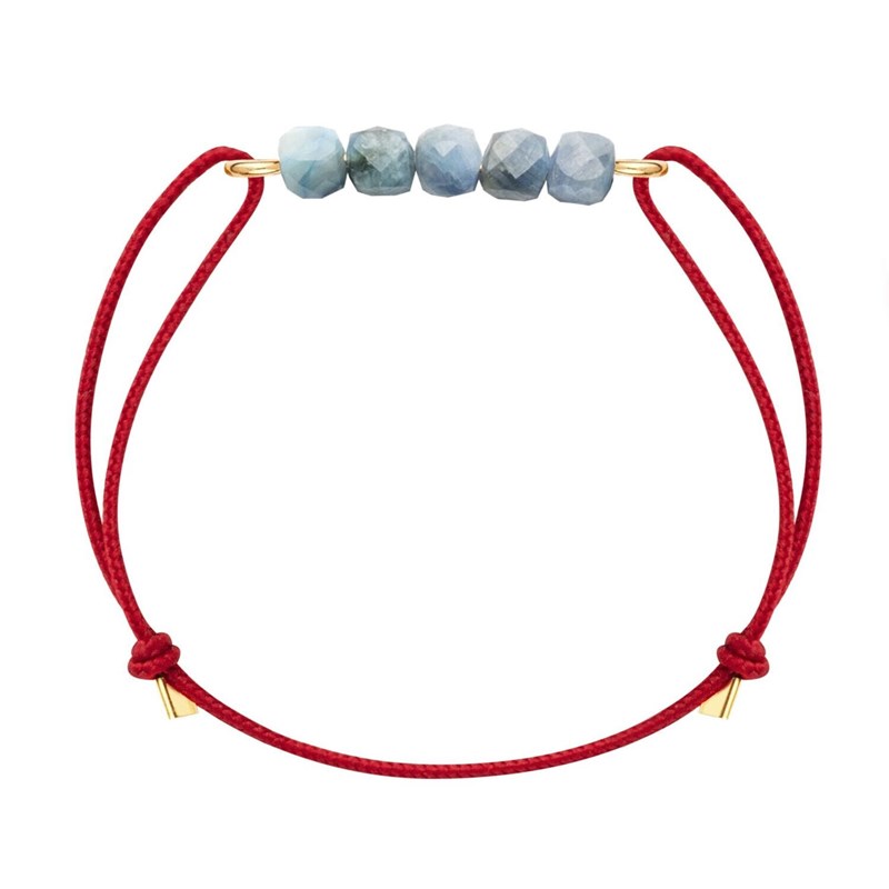 Bracelet cyanite & cordon rouge