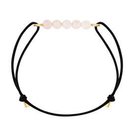 Bracelet quartz rose & cordon noir