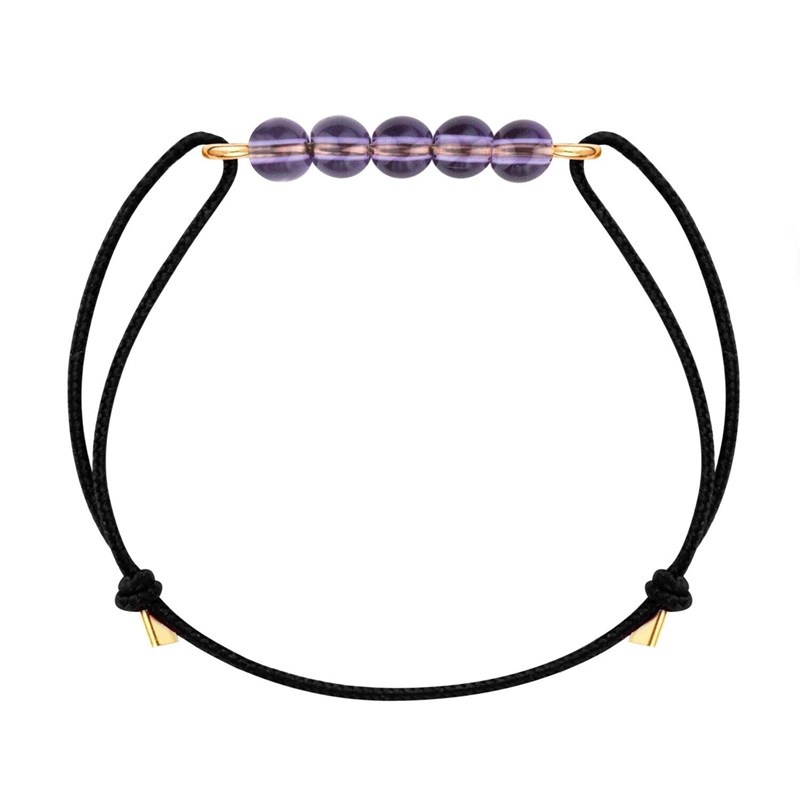 Bracelet améthyste & cordon noir