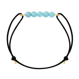 Bracelet aigue marine & cordon noir