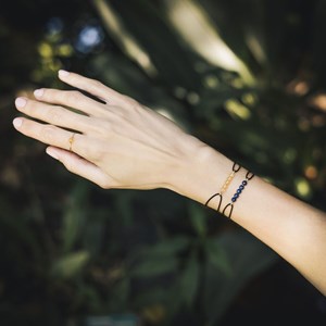 Bracelet lapis lazuli & cordon noir