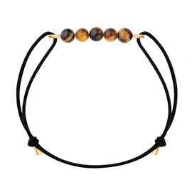 Bracelet œil de tigre & cordon noir