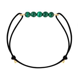 Bracelet malachite & cordon noir