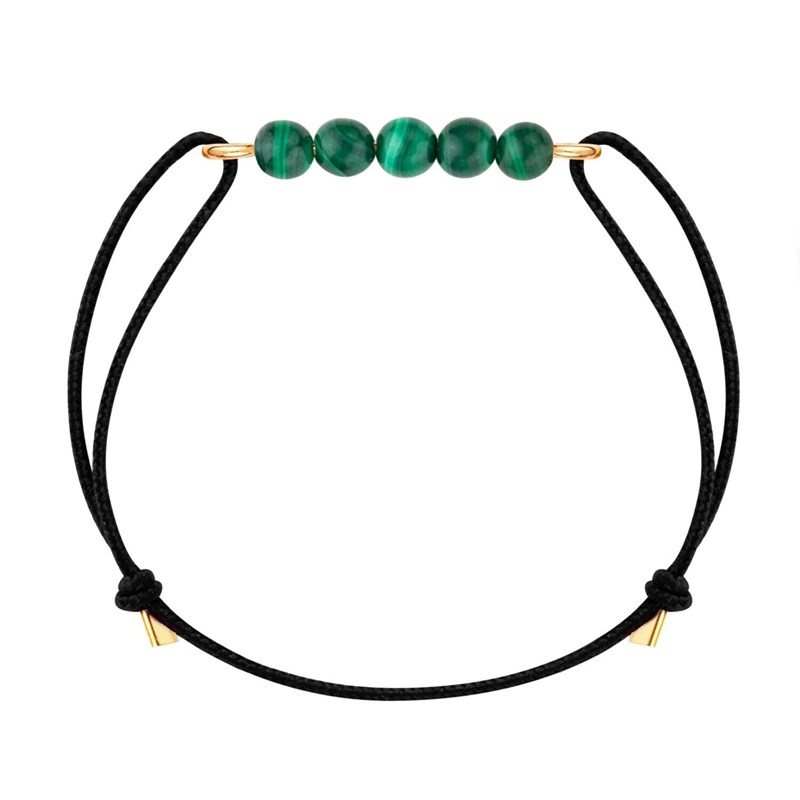 Bracelet malachite & cordon noir