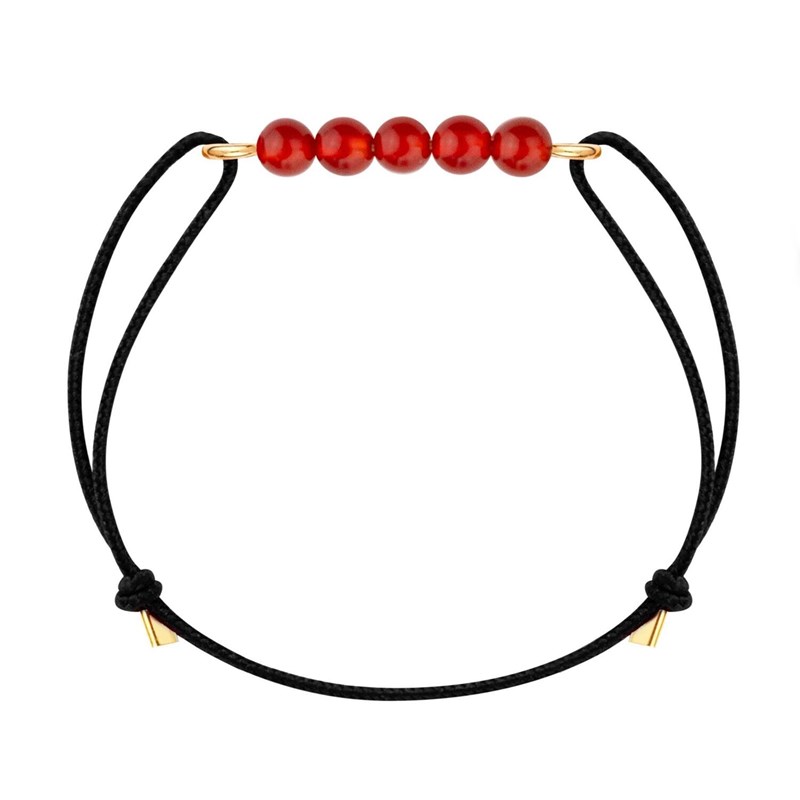 Bracelet cornaline & cordon noir