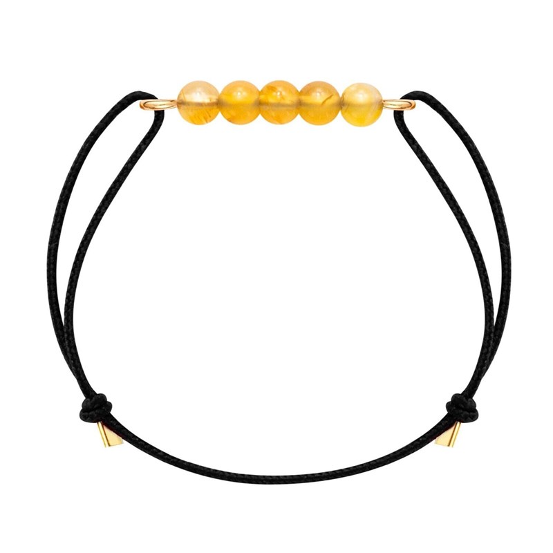 Bracelet citrine & cordon noir