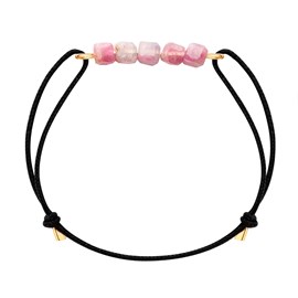 Bracelet tourmaline rose & cordon noir