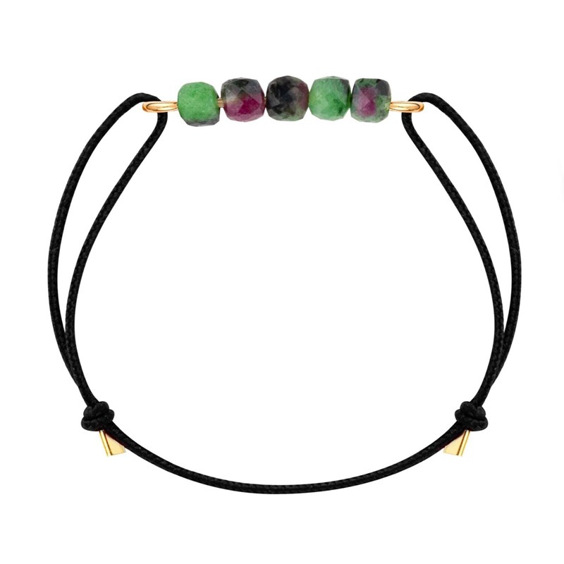 Bracelet rubis zoïsite & cordon noir