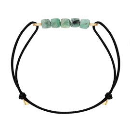 Bracelet émeraude & cordon noir