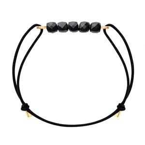 Bracelet spinelle noir & cordon noir