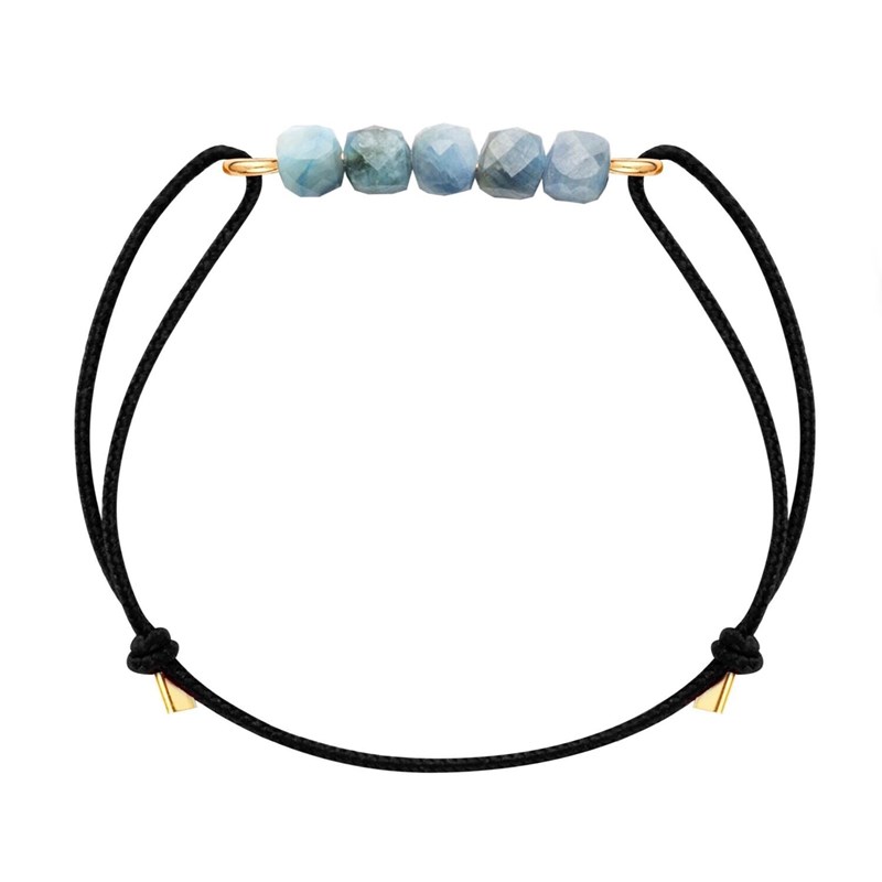 Bracelet cyanite & cordon noir