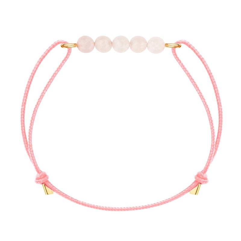 Bracelet quartz rose & cordon rose
