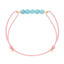 Bracelet aigue marine & cordon rose