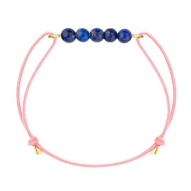 Bracelet lapis lazuli & cordon rose