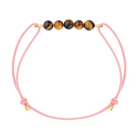 Bracelet œil de tigre & cordon rose
