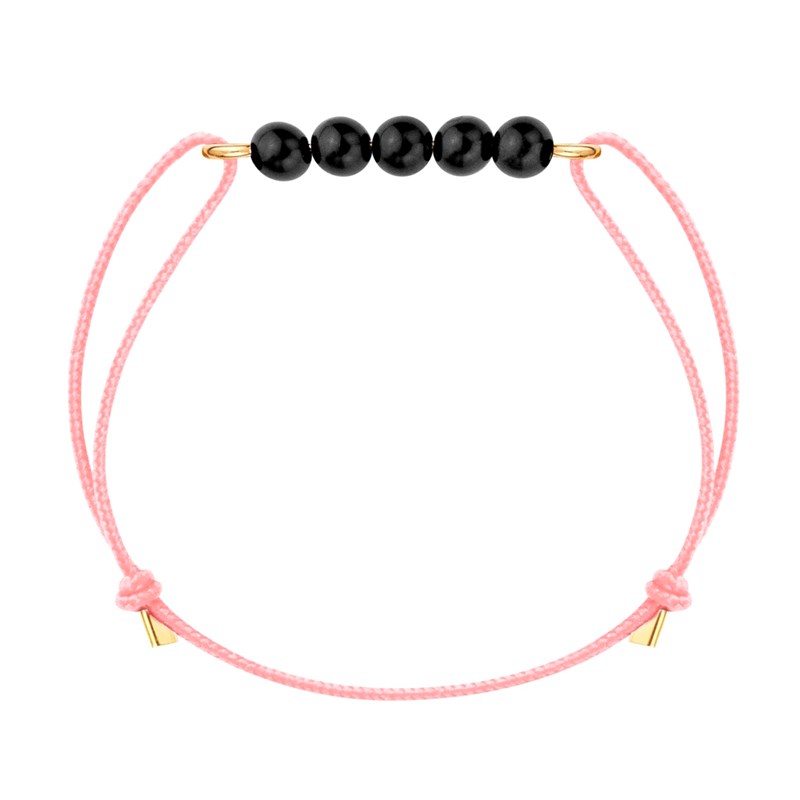Bracelet tourmaline noire & cordon rose