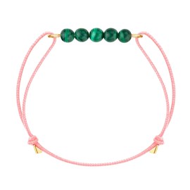 Bracelet malachite & cordon rose