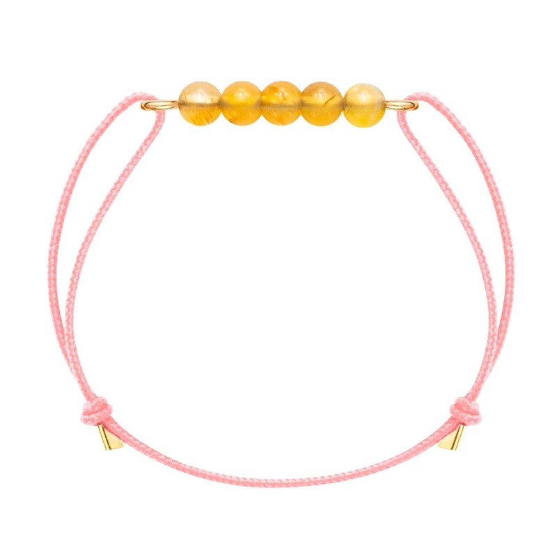 Bracelet citrine & cordon rose