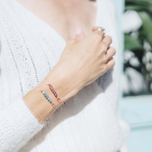 Bracelet tourmaline rose & cordon rose