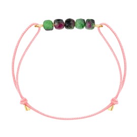 Bracelet rubis zoïsite & cordon rose