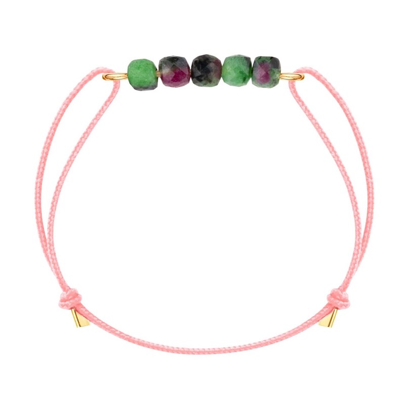 Bracelet rubis zoïsite & cordon rose