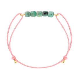Bracelet émeraude & cordon rose