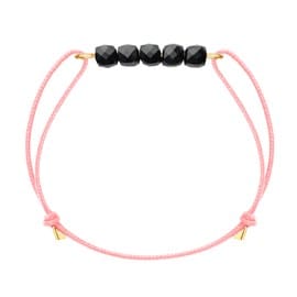 Bracelet spinelle noir & cordon rose
