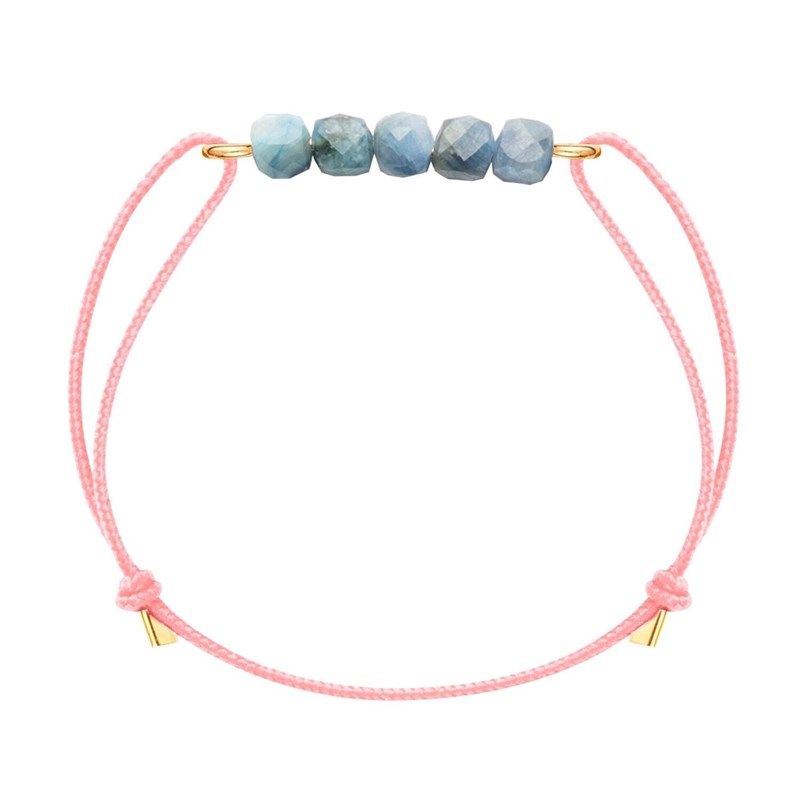 Bracelet cyanite & cordon rose