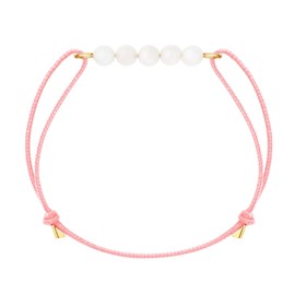 Bracelet pierre de lune & cordon rose