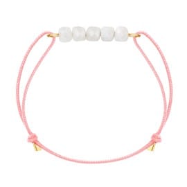 Bracelet pierre de lune 2 & cordon rose