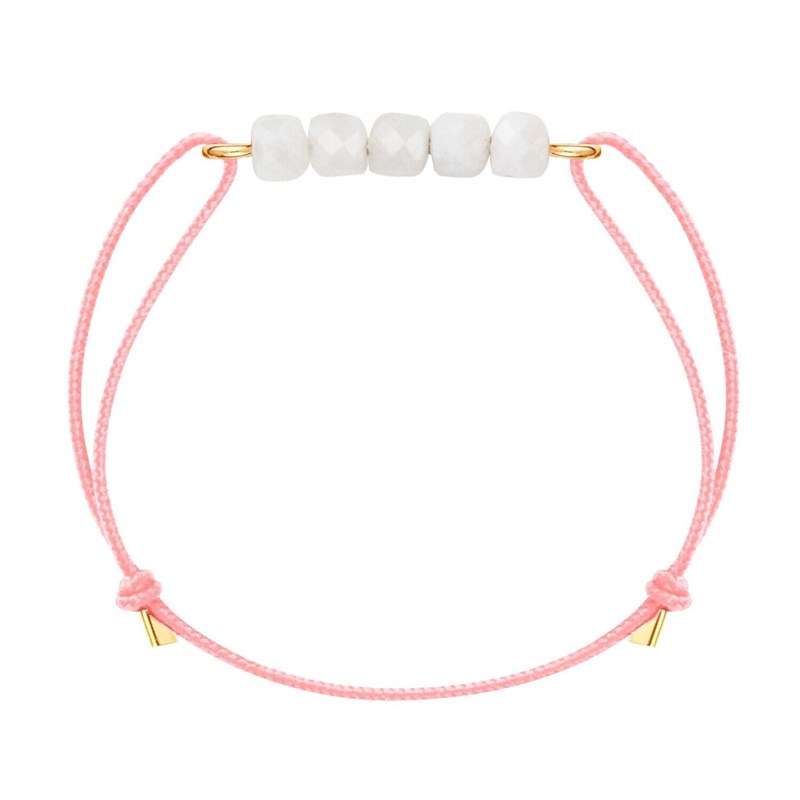Bracelet pierre de lune 2 & cordon rose