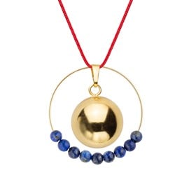 Bola lapis lazuli & cordon rouge