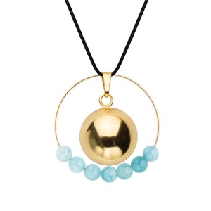 Bola aigue marine & cordon noir