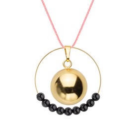 Bola tourmaline noire & cordon rose